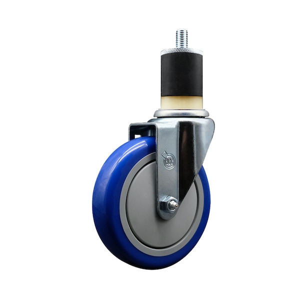 5'' SS Blue Poly Wheel Swivel 1-7/8'' Expanding Stem Caster